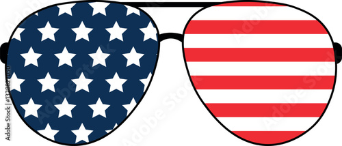 american flag sunglasses vector, patriotic eyewear illustration, usa independence day glasses clipart