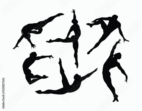 Gymnast Male Silhouette Collection Template Illustration