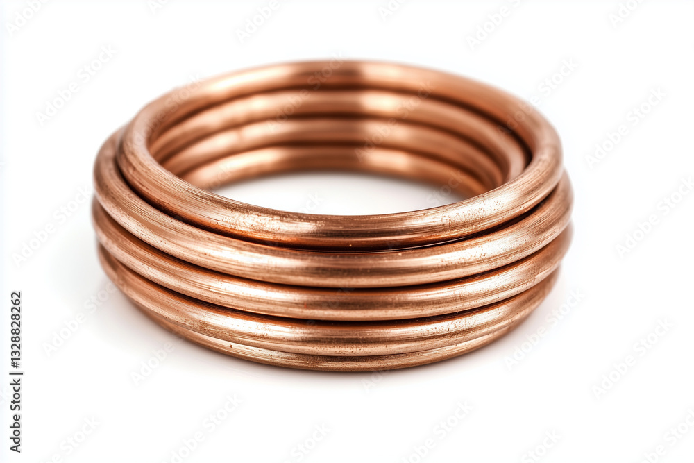 Copper coil isolated on white background, Appliance tool for electrician. Copper coil isolated on white background, Appliance tool for electrician.