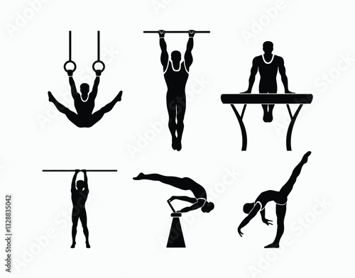 Silhouette of Male Gymnast Collection EPS File
