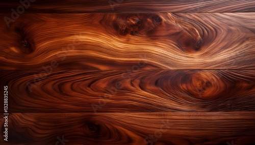 Luxurious rich mahogany wood grain showcasing warm golden highlights, exuding a sense of classic elegance and timeless beauty. Perfect for sophisticated backgrounds and designs