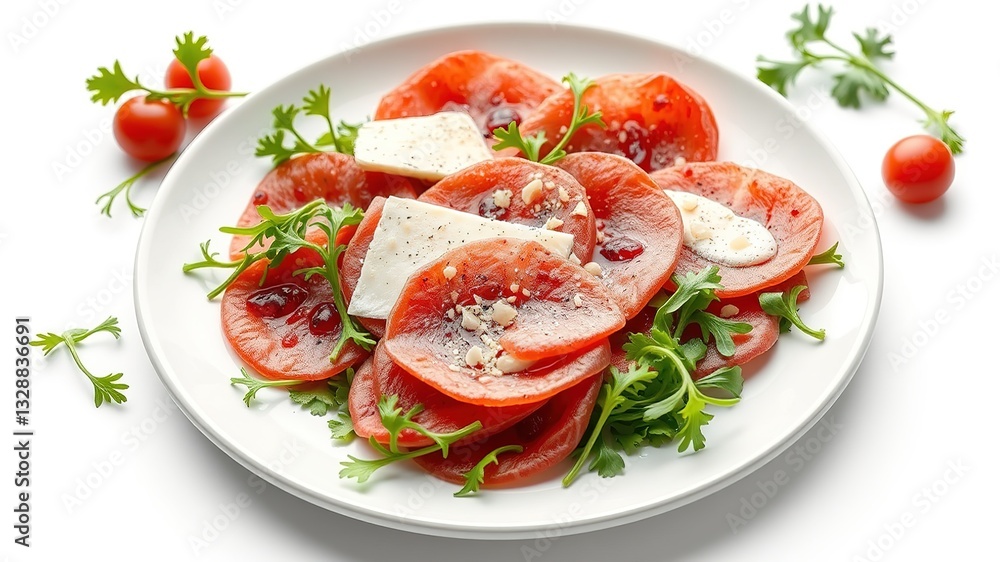 Elegant Carpaccio with Arugula and Parmesan, Italian Cuisine Elegant Carpaccio with Arugula and Parmesan, Italian Cuisine