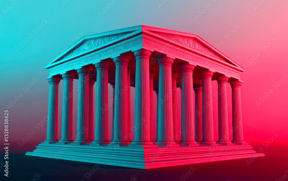 Obraz premium A colorful 3D illustration of a classic architectural temple.