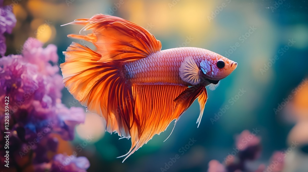 Vibrant aquarium fish thriving on a healthy diet Vibrant aquarium fish thriving on a healthy diet