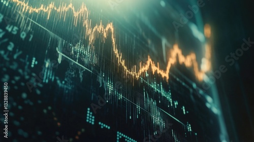 Close-up view of a stock market chart with various stocks and indices displayed