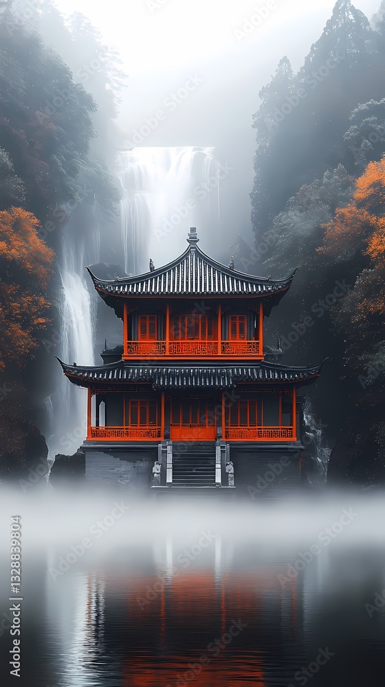 Obraz premium Traditional Chinese architectural eaves illustration poster background
