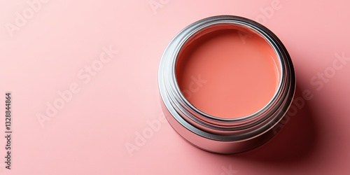 A chic medium-close-up of a shimmering pink surface framed by a sleek silver edge. Its glossy texture transitions from soft, pastel pink at the top to a richer hue below, capturing elegance and depth 