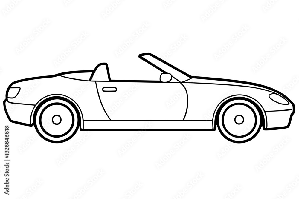 convertible car line art silhouette vector illustration convertible car line art silhouette vector illustration