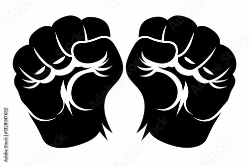 fists line art silhouette vector illustration