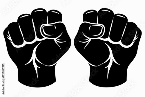 fists line art silhouette vector illustration