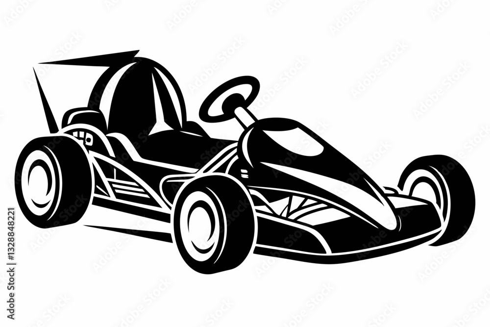 Obraz premium go kart line art silhouette vector illustration