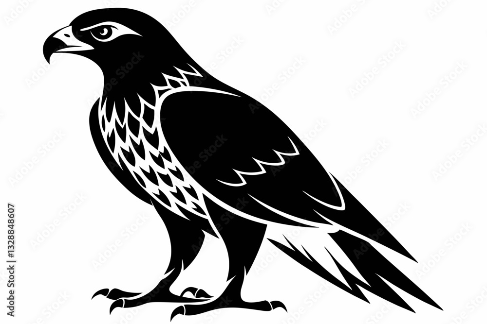 Obraz premium hawk line art silhouette vector illustration