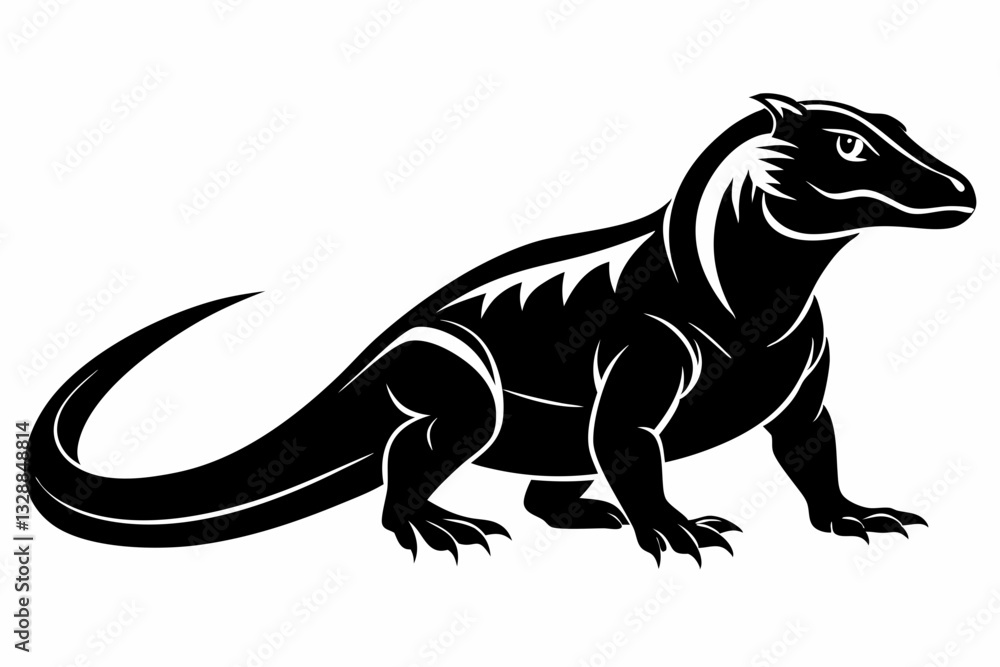 komodo dragon line art silhouette vector illustration komodo dragon line art silhouette vector illustration