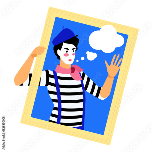 French mime artist - colorful flat design style illustration