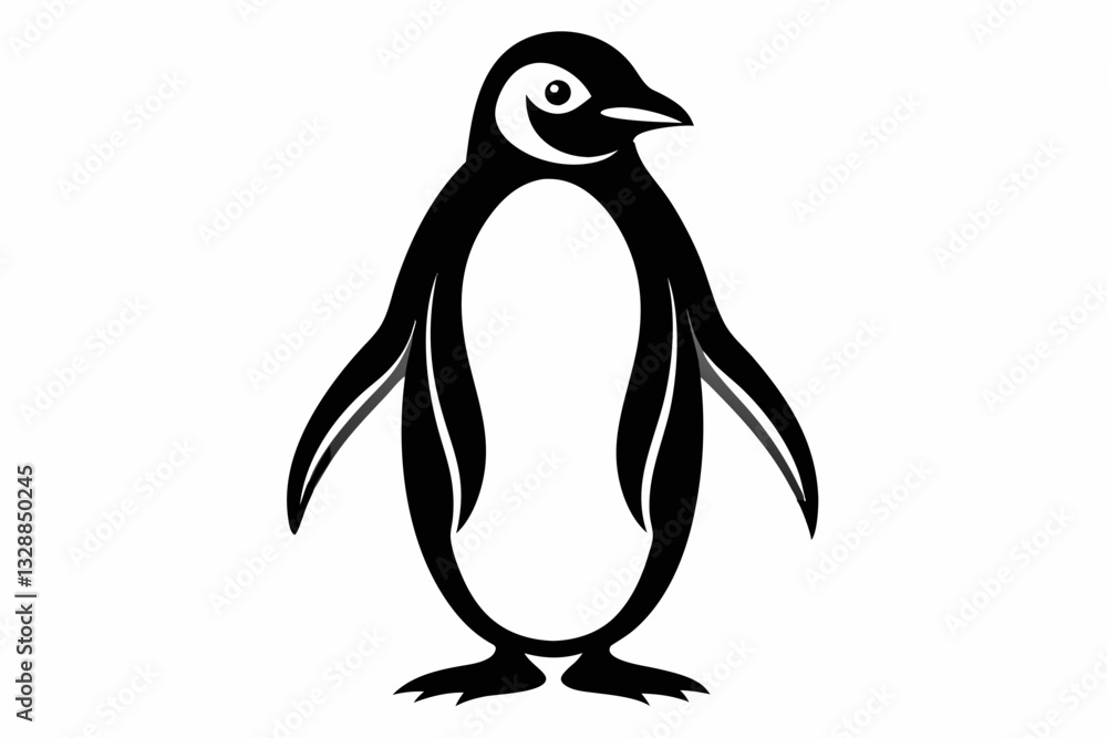 Fototapeta premium penguin line art silhouette vector illustration