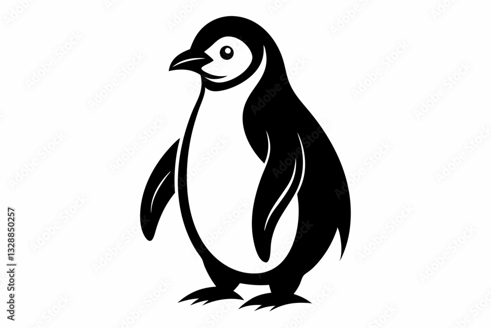 Obraz premium penguin line art silhouette vector illustration