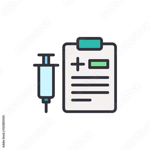 Anesthesia injection colored icons, minimalist vector illustration ,simple transparent graphic element .Isolated on white background