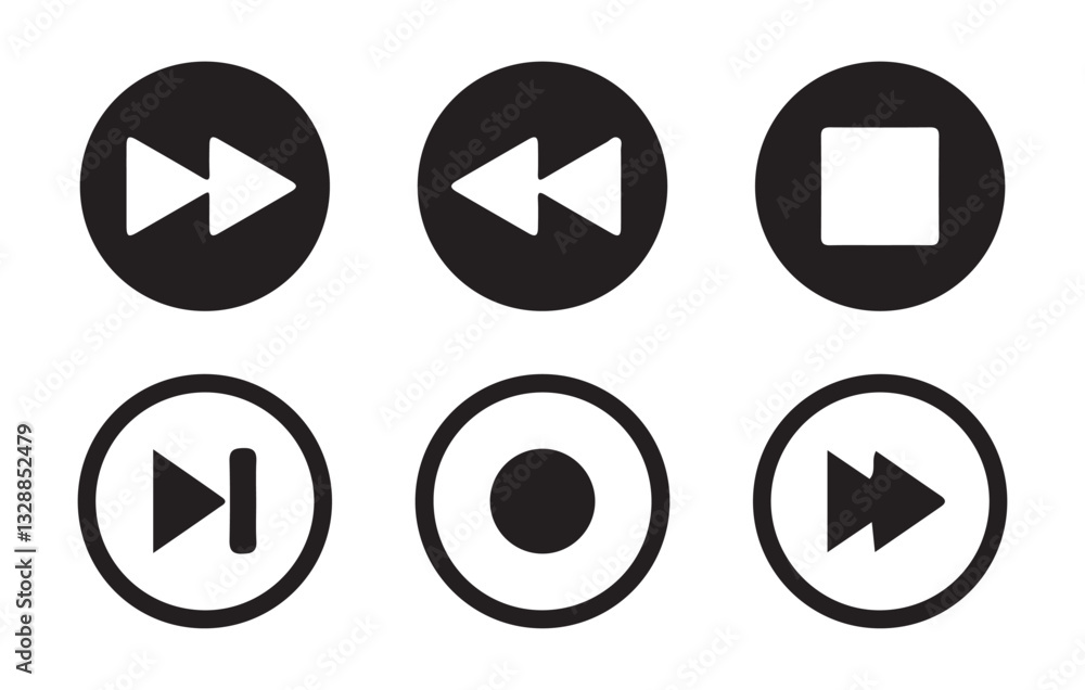Media player icon set. media player button icons. Play and pause buttons,video audio player, player button set icon symbol. Vector Illustration Eps 10 Media player icon set. media player button icons. Play and pause buttons,video audio player, player button set icon symbol. Vector Illustration Eps 10