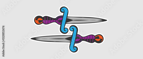 Retro themed dagger emblem