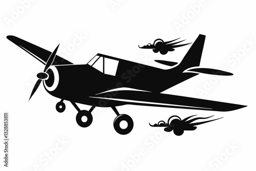 skywriting plane line art silhouette vector illustration