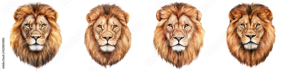 Obraz premium portrait showcasing the regal and powerful features of a male lion including its prominent mane fierce eyes and strong facial structure
