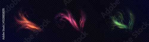 Flickering effect of magic wand light. Mystical glowing effect with bright shine. Spell element, visual effect of magic.