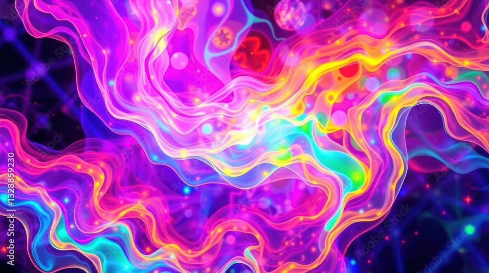 Colorful Abstract Wavy Lines with Glowing Particles Background Pattern Colorful Abstract Wavy Lines with Glowing Particles Background Pattern