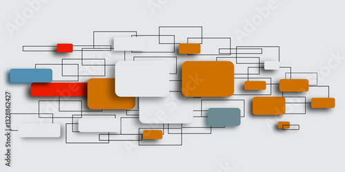 Abstract geometric background with overlapping colorful squares and rectangles. A captivating abstract composition with a harmonious blend of vibrant colors and geometric shapes.