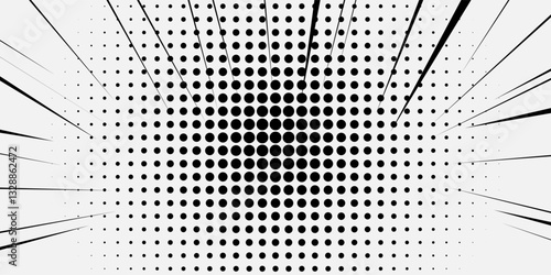 Black cartoon style concentration line material