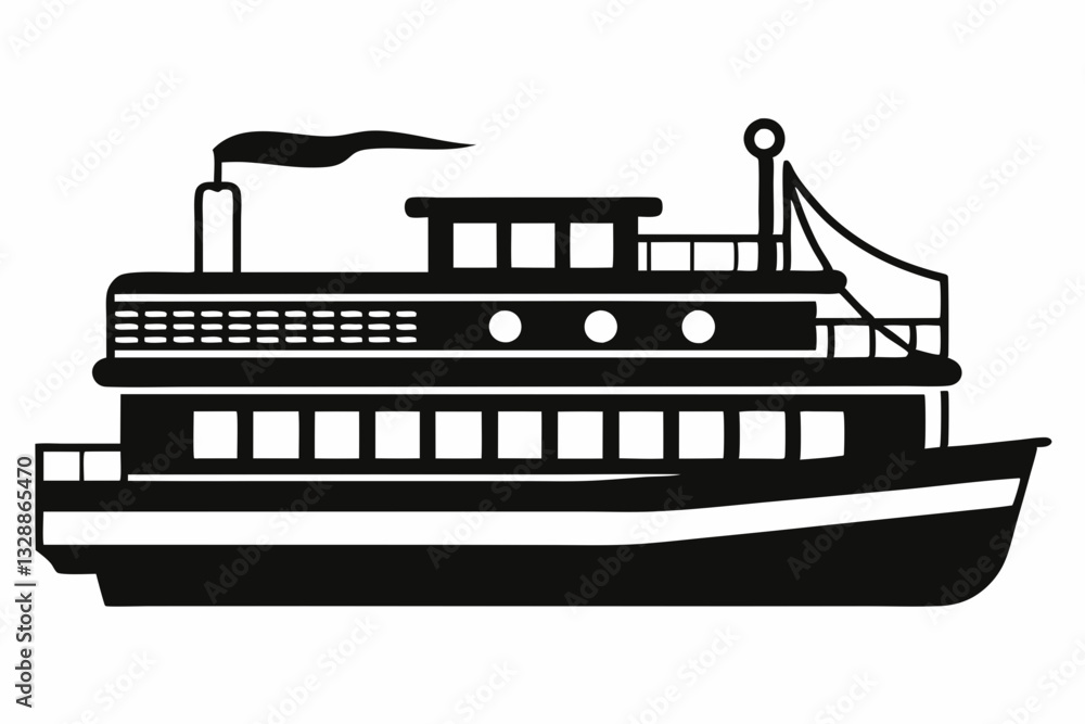 Obraz premium electric steamer line art silhouette vector illustration