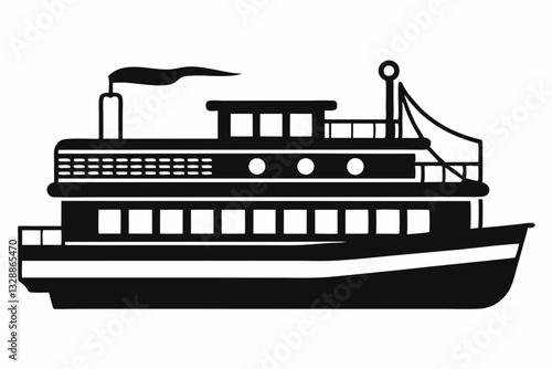 electric steamer line art silhouette vector illustration