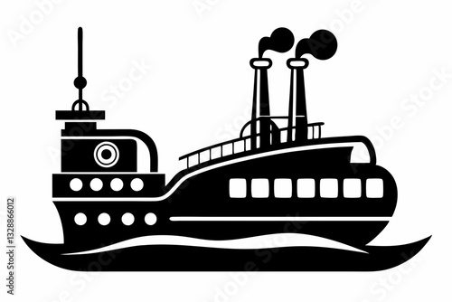 electric steamer line art silhouette vector illustration