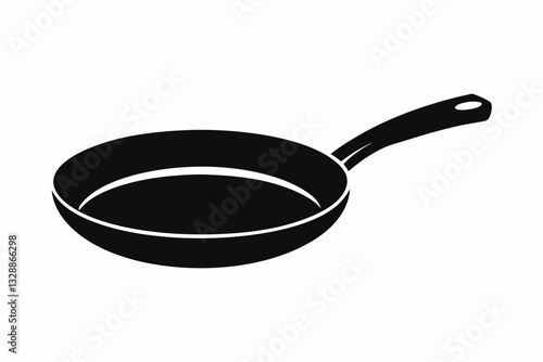frying pan line art silhouette vector illustration