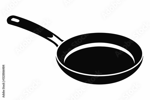 frying pan line art silhouette vector illustration