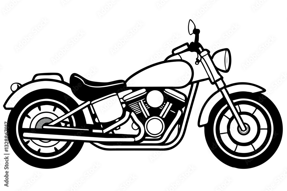 Fototapeta premium harley davidson bike line art silhouette vector illustration