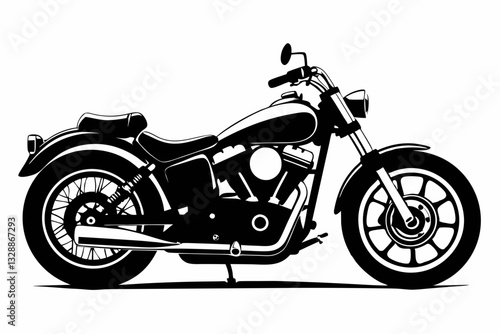 harley davidson bike line art silhouette vector illustration