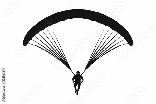 paraglider line art silhouette vector illustration