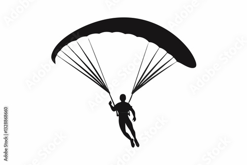 paraglider line art silhouette vector illustration