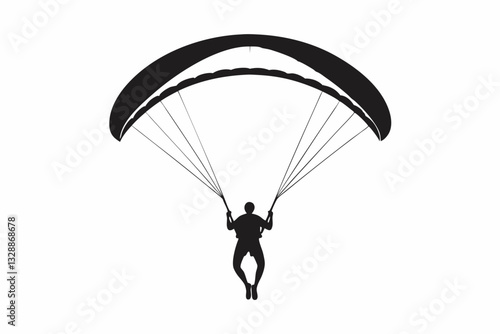 paraglider line art silhouette vector illustration