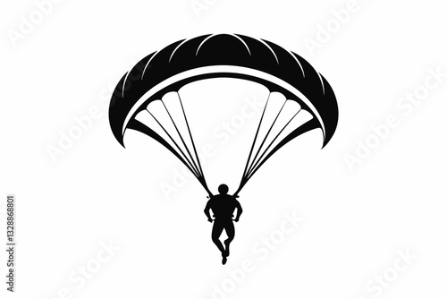 paraglider line art silhouette vector illustration