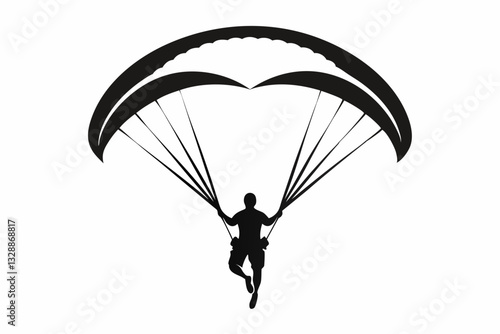 paraglider line art silhouette vector illustration