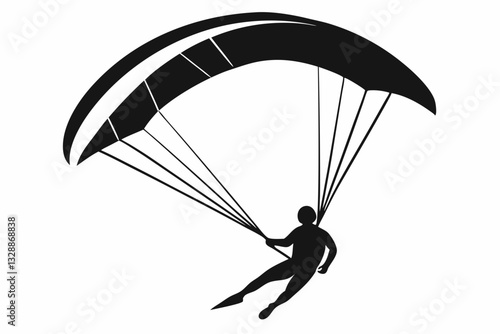 paraglider line art silhouette vector illustration