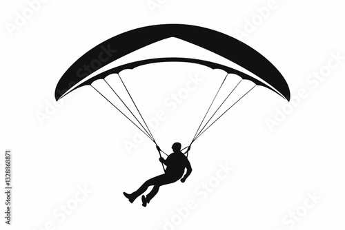 paraglider line art silhouette vector illustration