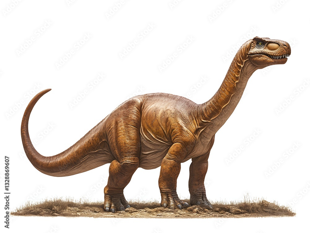 Fototapeta premium Majestic dinosaur character standing proudly against a clean white background for artistic illustration and design use