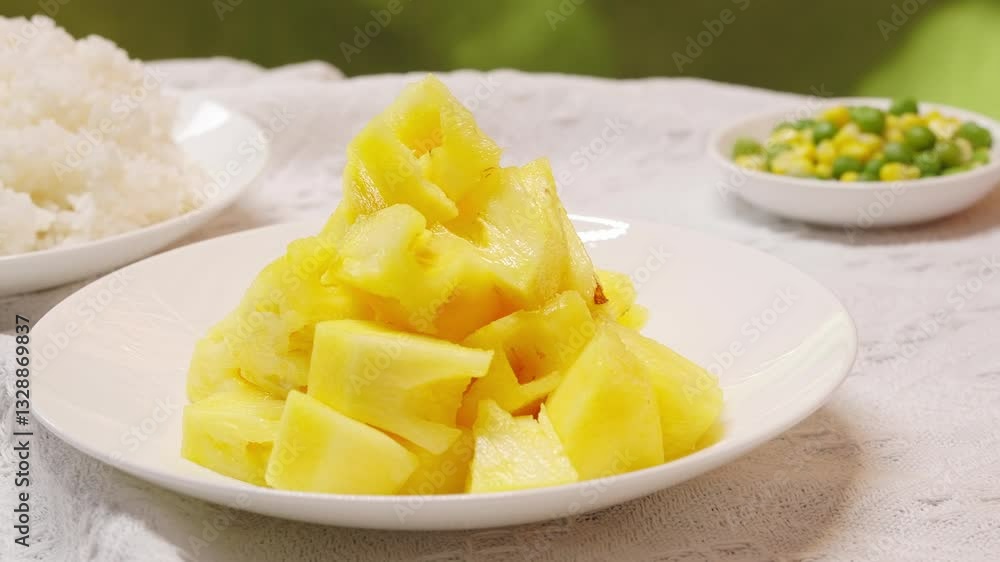 Ingredients for the special Chinese dish pineapple fried rice Ingredients for the special Chinese dish pineapple fried rice