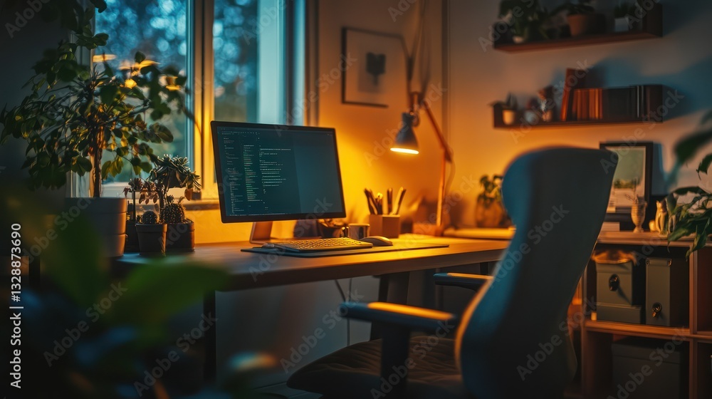 Coder's Night Work, Home Office Coder's Night Work, Home Office