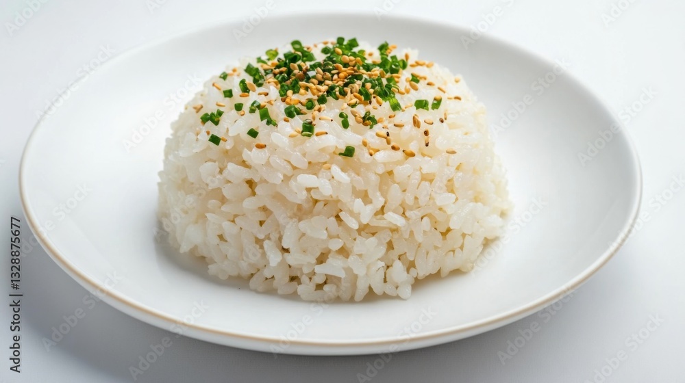 A high-quality image of a small serving of on a white plate, with a sprinkle of seasoning and a clean, minimalist white backdrop. A high-quality image of a small serving of on a white plate, with a sprinkle of seasoning and a clean, minimalist white backdrop.