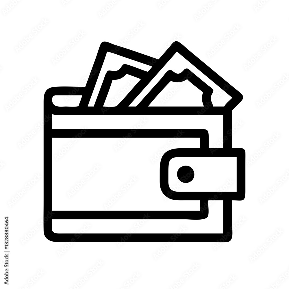 Cash wallet icon of wallet having banknote Vector Icon Cash wallet icon of wallet having banknote Vector Icon
