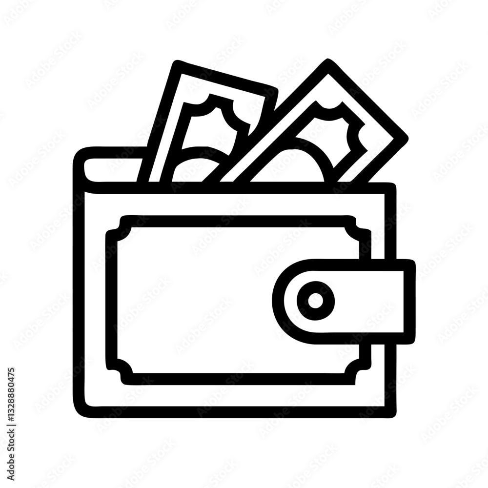 Cash wallet icon of wallet having banknote Vector Icon pictogram Cash wallet icon of wallet having banknote Vector Icon pictogram