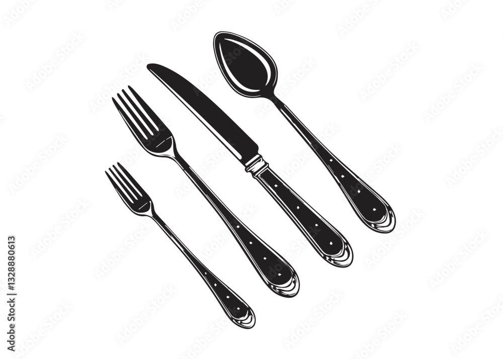 Fototapeta premium Fork Spoon Knife Cutlery vector Illustration design